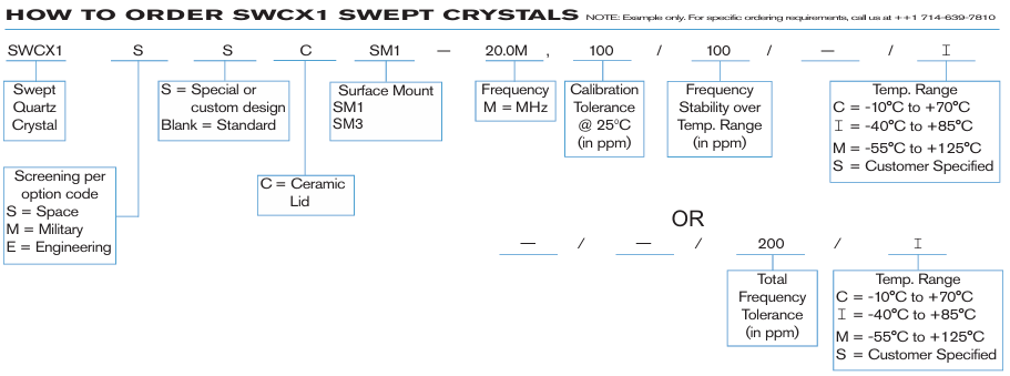 Statek SWCX1掃頻石英晶體訂購(gòu)指南