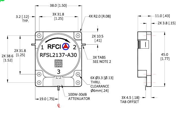 RFSL2137-A30連續(xù)波100W-30dB iso衰減器RFCI